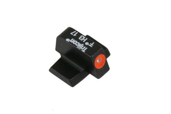 The Trijicon Smith and Wesson night sights have a photoluminescent orange front dot for shooting during the day